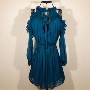 Free People Teal Ruffled Dress NWOT